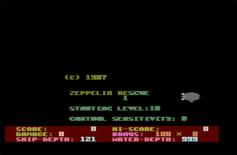 ZEPPELIN RESCUE la schermata inziale